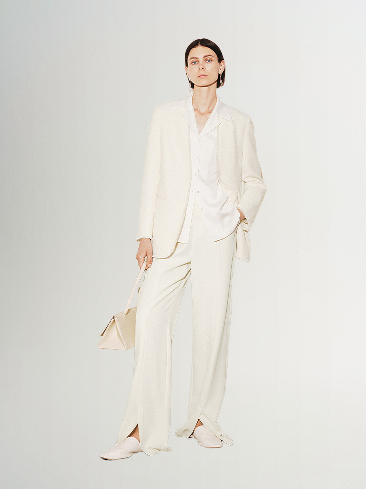 Blazer beige en tweed