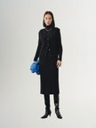 Black straight slit skirt