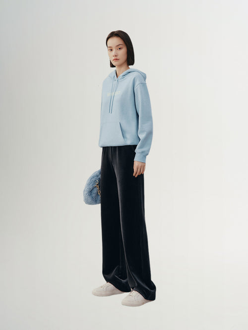 Load image 1 in gallery view. Dark gray thick wide leg pants