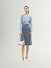 Blue mid-length straight skirt