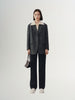 Women's Grey Notch Lapel Long Sleeves Blazer Jacket