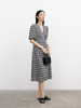 Women's Black and White Plaid V Neck X Shape Dress