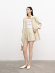 Women's Summer Notch Lapel Double Breasted Beige Blazer