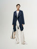 Women's Navy Blue Breasted Belted Trench Coat