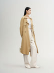 Women's Khaki Breasted Belted Trench Coat