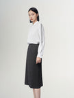 Dark gray straight skirt with wave seams