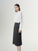 Dark gray straight skirt with wave seams