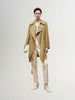 Women's Khaki Lapel Double Breasted Trench Coat with Belt