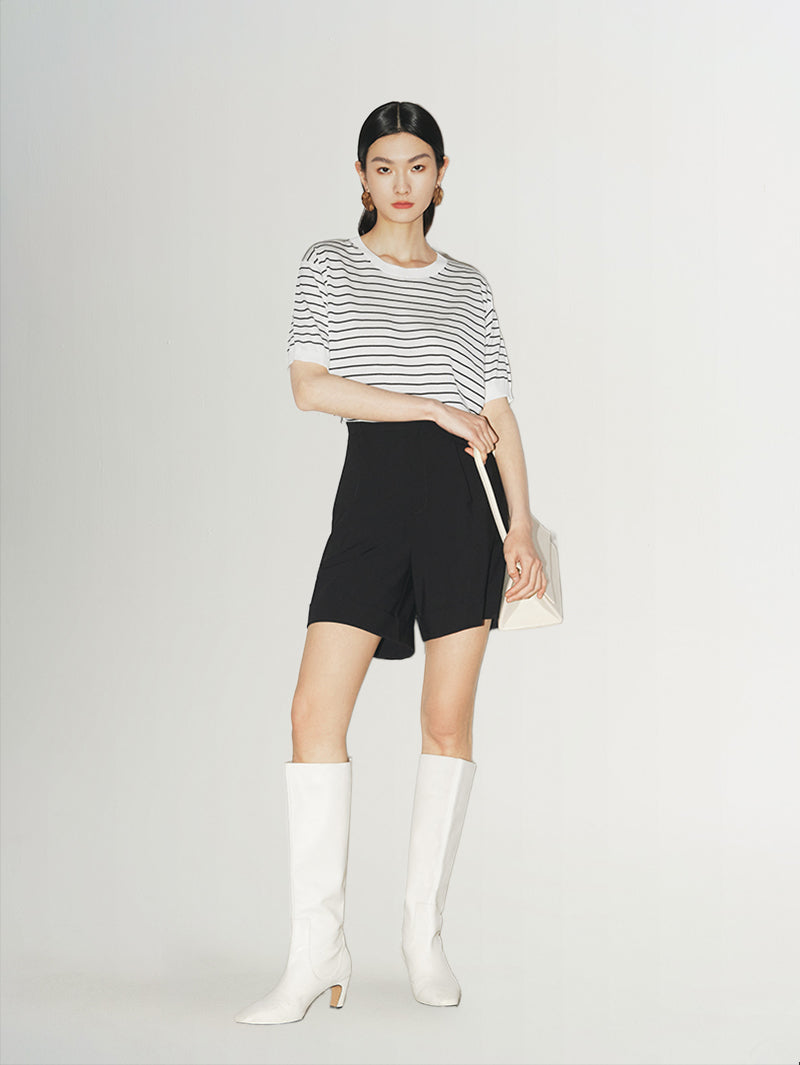 Women's Black A-Line Short Trousers