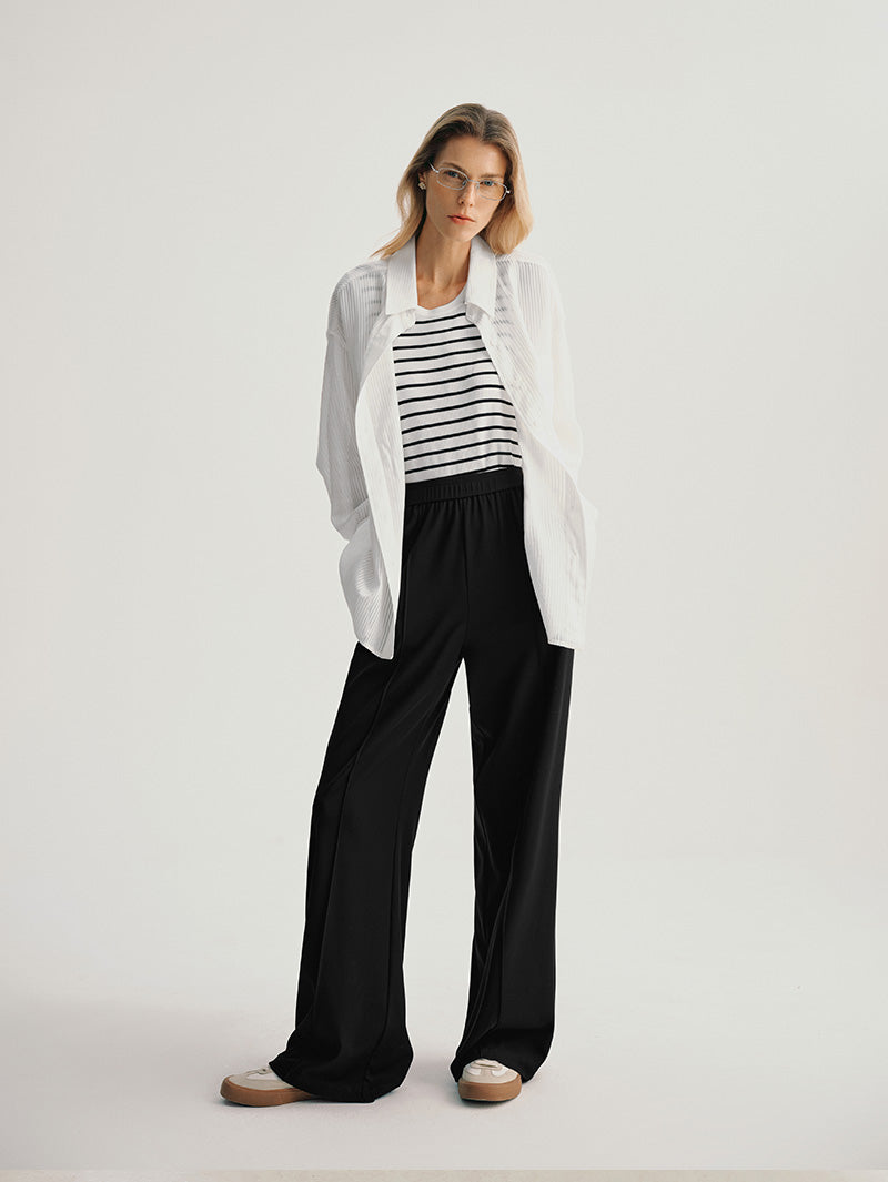 Women's White Pinstripe Long Sleeves Shirt