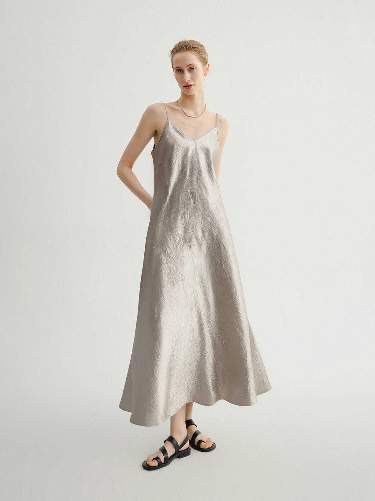 Ecru satin dress