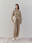 Women's Brown Polo Neck Ribbed Knit 100% Cashmere Sweater
