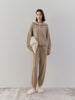 Women's Brown Polo Neck Ribbed Knit 100% Cashmere Sweater