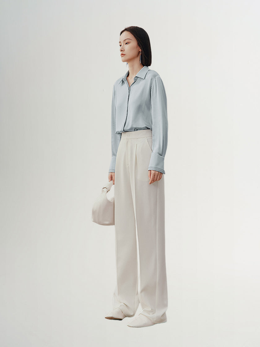 Women's White Leisure Straight Fit Trousers