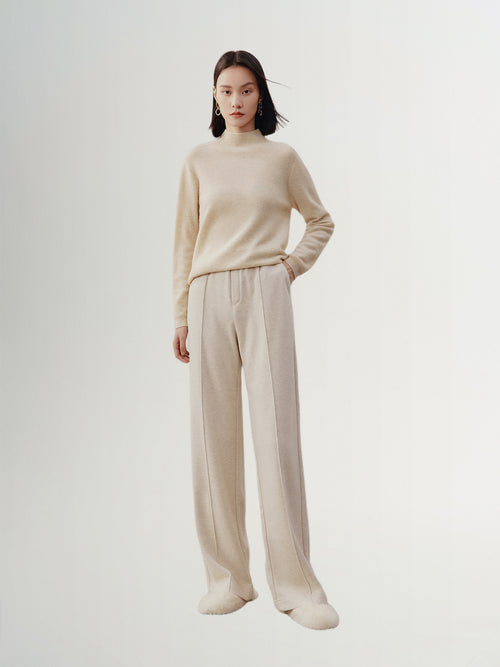 Load image 1 in gallery view. Beige wide pants