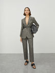 Women's Gray Peak Lapel Single Breasted Blazer 5C9111721