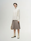 Women's White Casual  Round Neck Cashmere Sweater