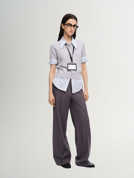 Pantalon large gris