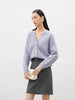 Women's Lavender V Neck Loose Fit Wool Cardigan Sweater