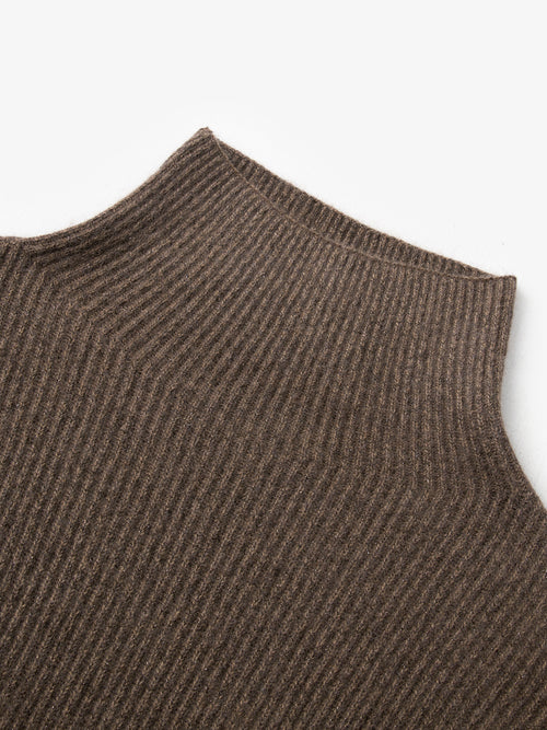 Load image 1 in gallery view. Brown wool sweater with high neck