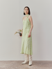 Women's Green FloralV Neck Slip Dress