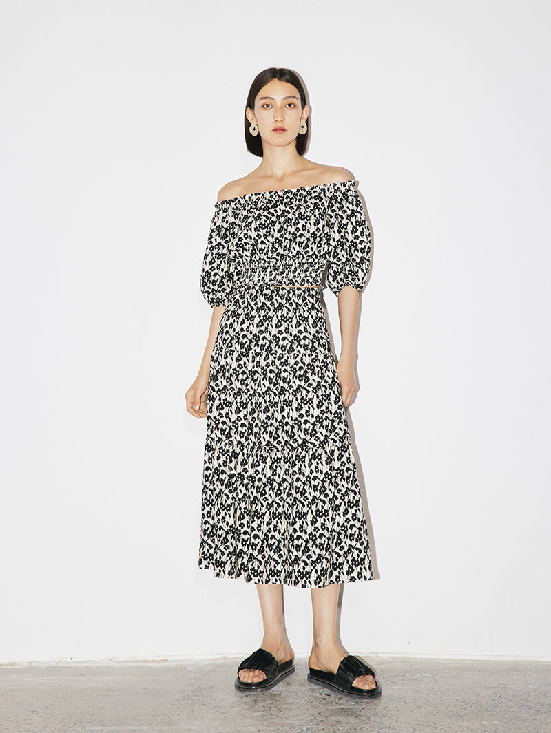 Women's Black Floral  Puff Sleeves Super Short Blouse Shirt