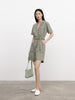 Women's Short Sleeve Belted Short Jumpsuits
