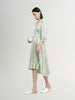 Mint green floral print dress with a v-neck, crossover cut and an irregular hem