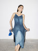 Pleated aqua blue dress