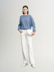 White cotton wide leg denim jeans