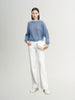 White cotton wide leg denim jeans