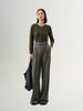 Women's Gray Wide Leg Belted Winter Trousers