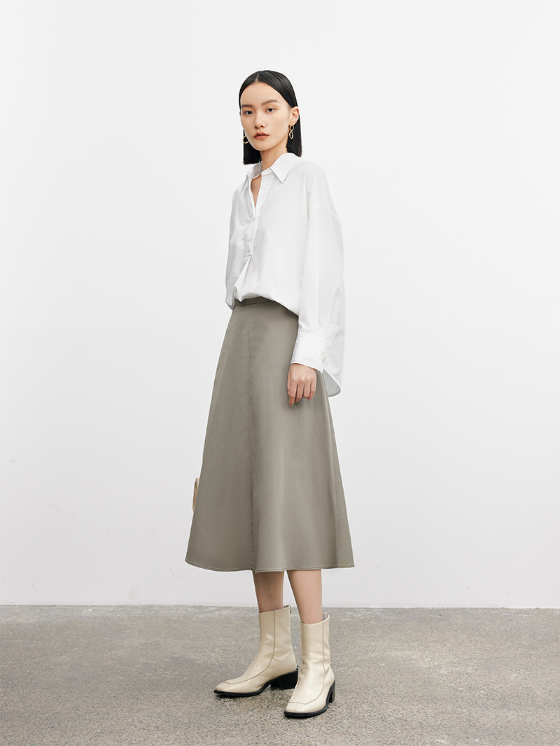 Women's Rock Gray High Waist Circular Skirt