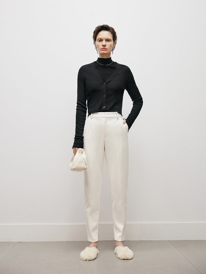 Women's White Small Leg Winter Trousers