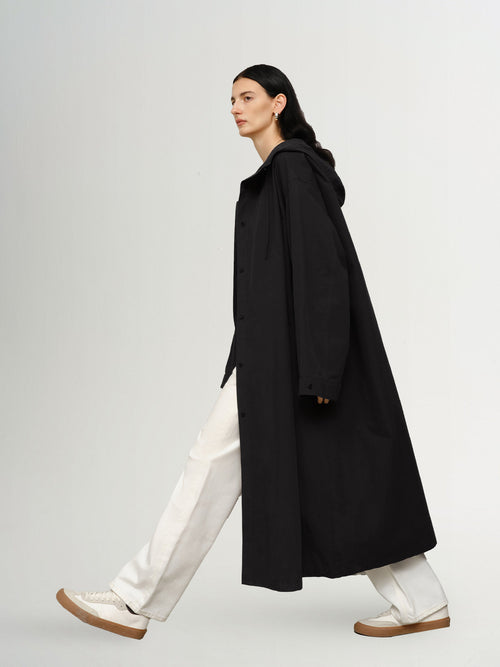 Load image 1 in gallery view. Hooded Pure Cotton Trench Coat