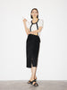 Women's White and Black Round Neck Short Sleeves Knit Top