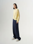 Women's Light Yellow Long Sleeve Wool Pullover Sweater
