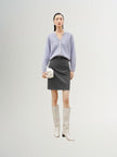 Women's Gray Straight Fit Middle Length Skirt