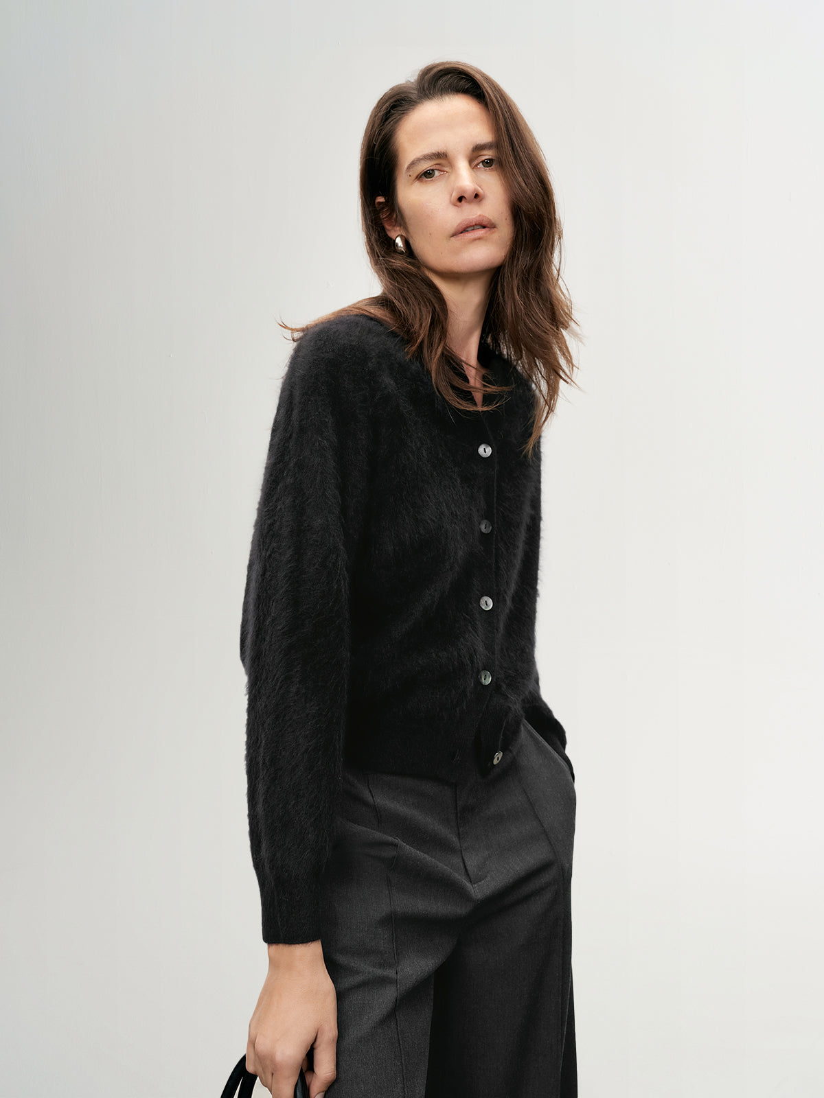 Brushed V-Neck Cashmere Cardigan