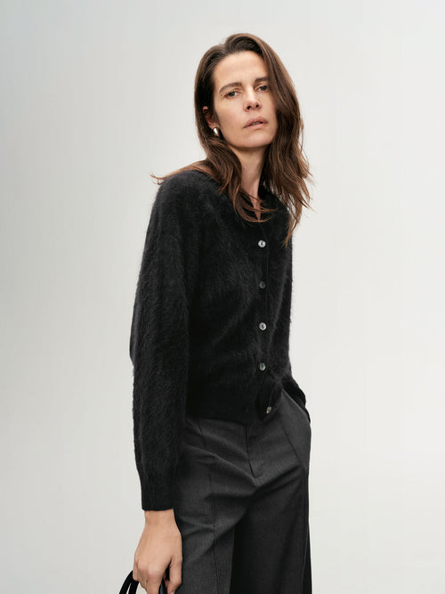 Load image 1 in gallery view. Brushed V-Neck Cashmere Cardigan