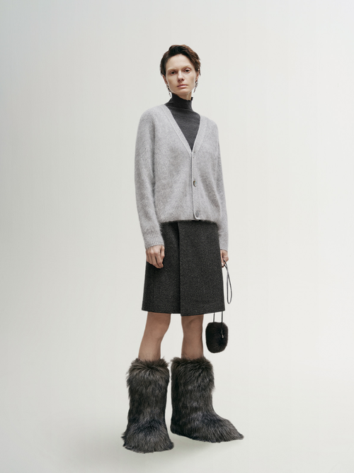 Load image 1 in gallery view. Light gray cashmere cardigan