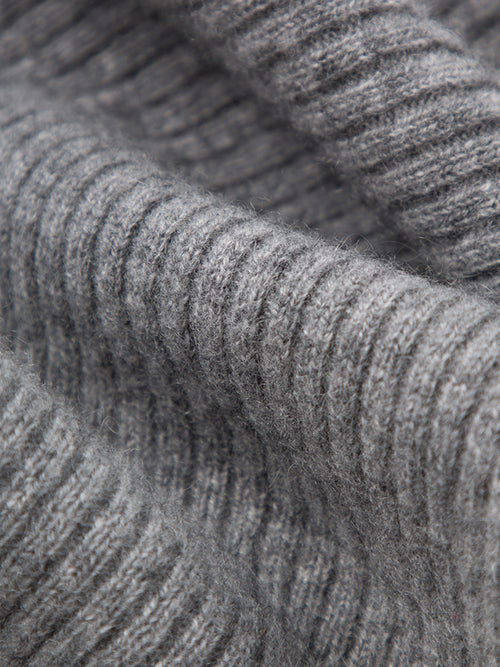Load image 1 in gallery view. Dark gray cashmere sweater with a V-neck polo neck