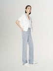 Women's Original White V Neck Texture Fringes Shoulder Pad Short Jacket
