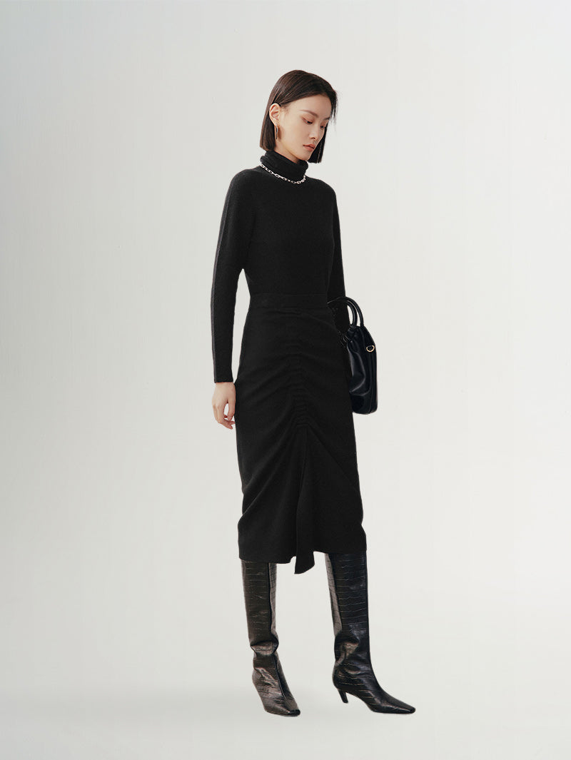 Black cashmere turtleneck sweater