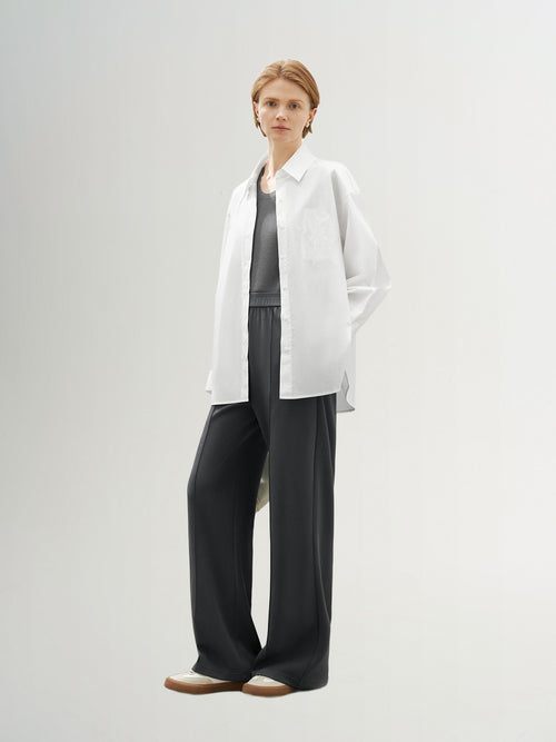 Charger l'image 1 dans la galerie. Chemise à manches longues blanche unie 100% coton