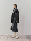 Women's Gray Notch Lapel Sheep Wool Coat