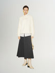 Women's Dark Gray  Pleated A-Line  Elastic Waist Skirt