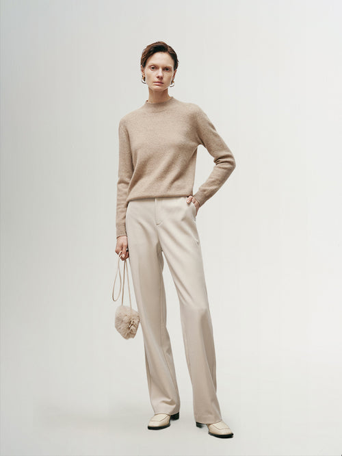 Load image 1 in gallery view. Light beige knitted winter pants