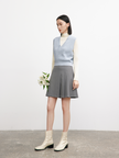 Women's Sky Blue V Neck Rib Pattern Knit Vest Sweater