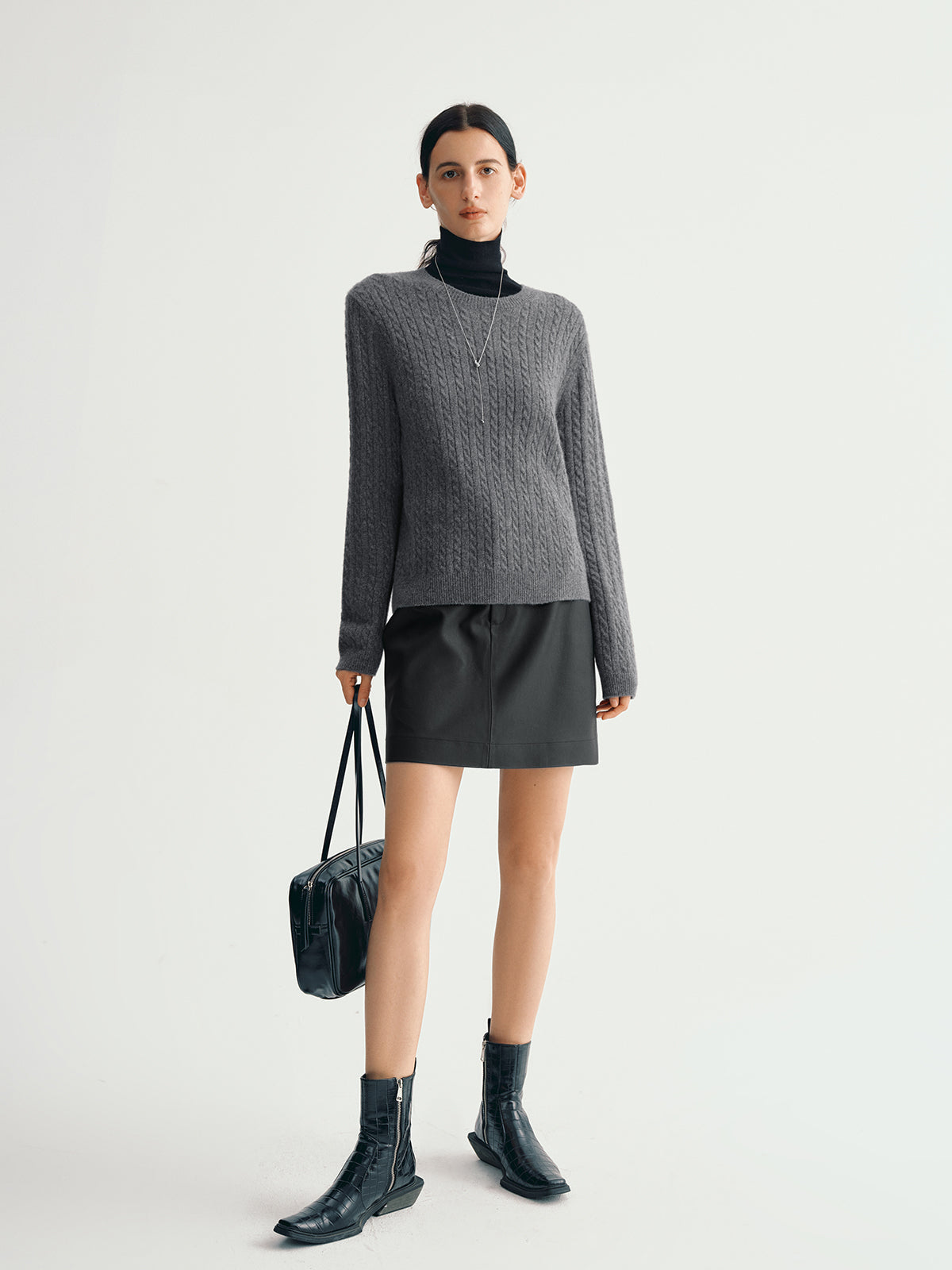 Cashmere crew neck sweater - Dark gray